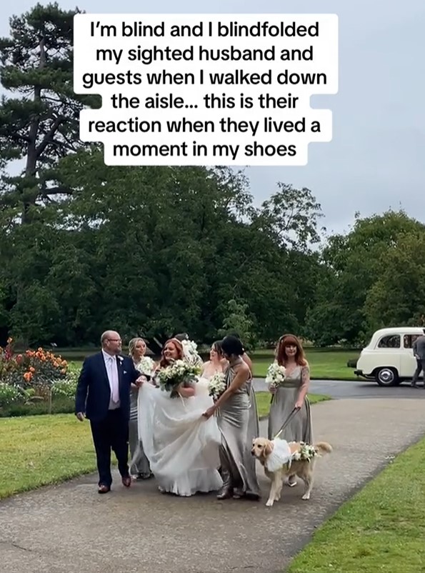 Lost-sight bride blindfolds guests to let them 'live a moment in her shoes' 2