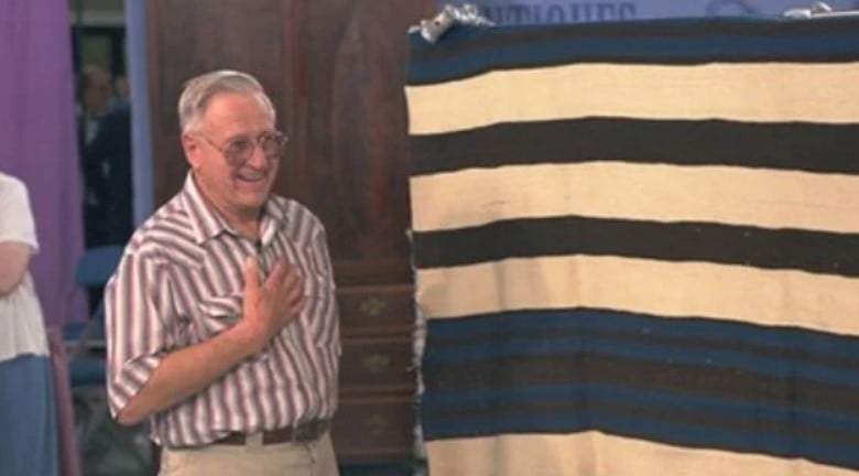 The 1850s Navajo Ute blanket worth $350K-$500K sold for $450K, donated to Detroit Institute of Arts. Image Credit: Antiques Roadshow