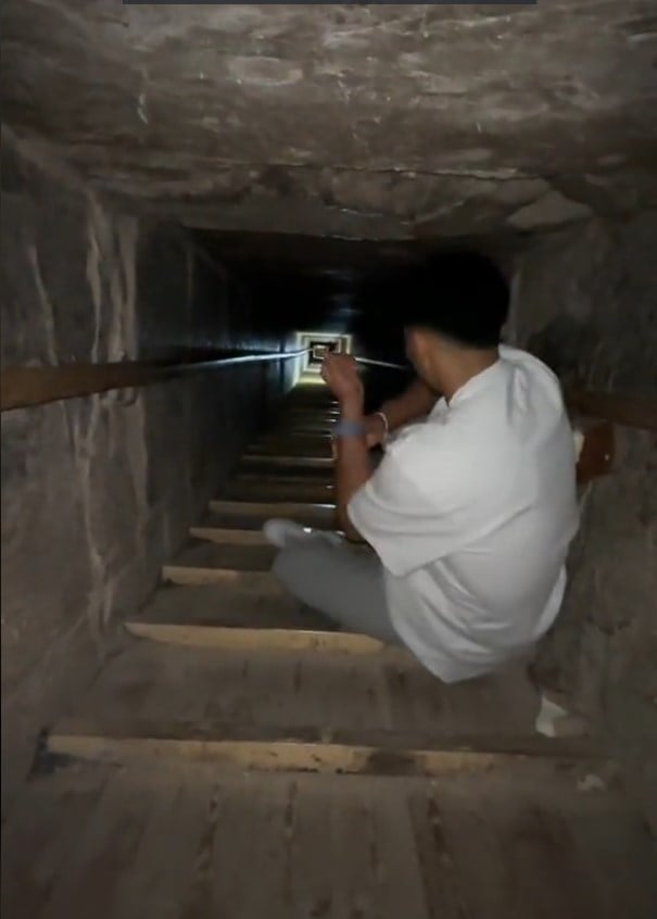 @youneszarou's TikTok video provides a rare view of the pyramids' interior. Image Credit: TikTok/@youneszarou
