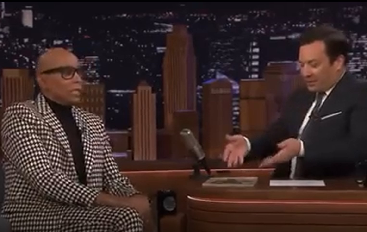 Fallon showed RuPaul a magazine with RuPaul on the cover. Image Credit: The Tonight Show