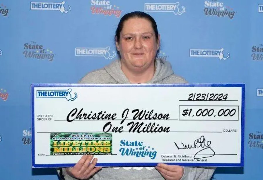 Defying odds of 1 in 1,612,800, Christine won another $1 million, further increasing her fortune. Image Credit: Massachusetts State Lottery