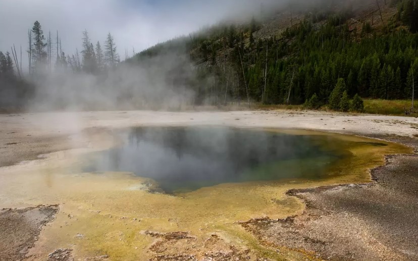 Yellowstone's geothermal pools, geysers, and ponds reach temperatures of around 199°F (93°C) near the surface and hotter below. Image Credit: Getty