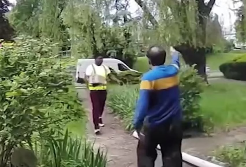 Despite witnessing the entire event, the delivery driver didn't offer any support for the homeowner. Image Credit: WPVI
