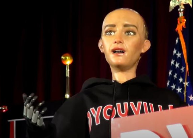 The university arranged a separate ceremony for students uncomfortable with an AI robot delivering the speech. Image Credit: D'Youville University