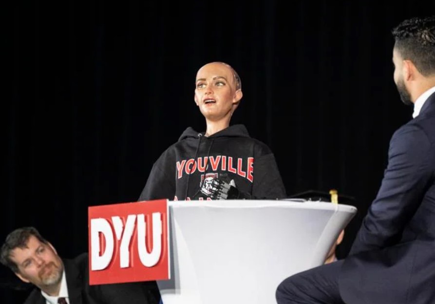 Petitions with 2,000 signatures criticized the decision, expressing disappointment with the robot's speech. Image Credit: D'Youville University