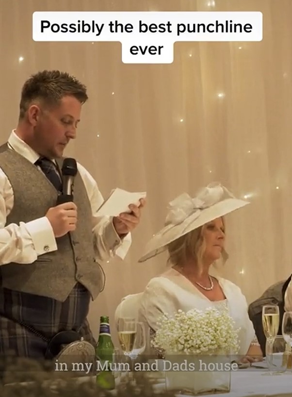 Couple stunned by best man's 'hilarious punchline' during wedding speech 2
