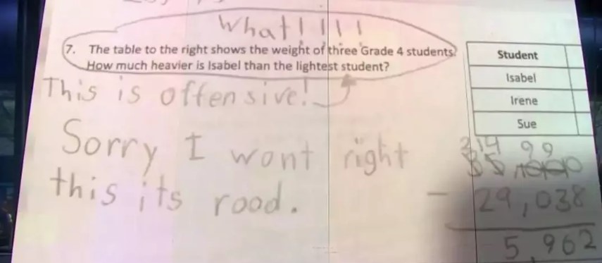 Schoolgirl praised after refusing to answer homework question alleged 'offensive' 5