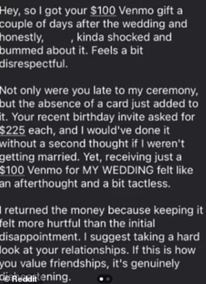 Bride gets furious over receiving $100 as a gift from disrespectful guest after her wedding 4