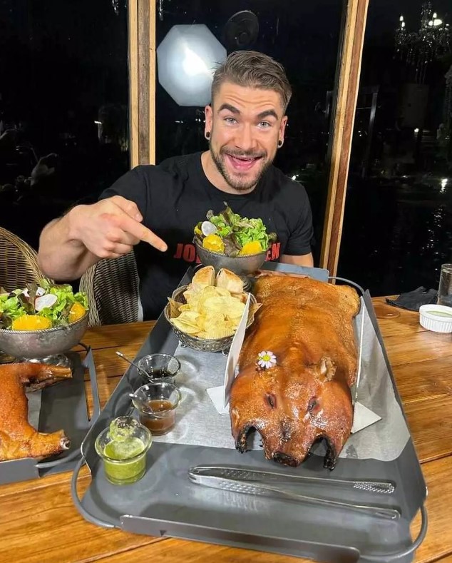 After devouring an entire pig in Thailand, Hansen was unable to eat for two days. Image Credit: Kenedy News and Media.