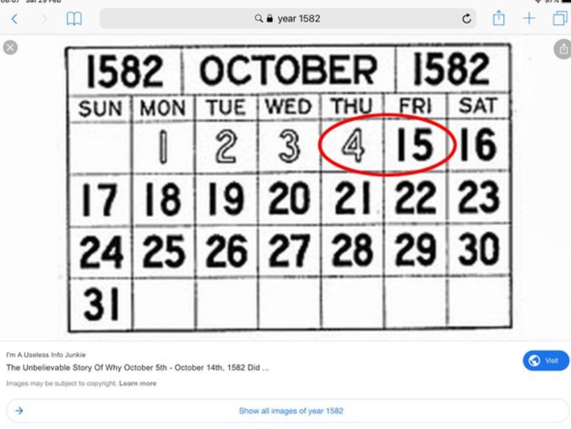 People are baffled after discovering 10 days of October 1582 literally didn't exist on their phone 2