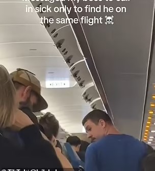 Woman embarrassed as boss catches her on same flight after sick leave request 2