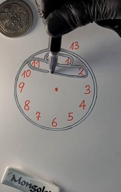 A social media user shared a video showing opposite clock numbers adding up to 13. Image Credit: TikTok