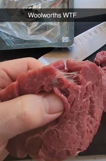 Public concern over meat has risen as a man found 'meat glue' in a supermarket. Image Credit: TikTok