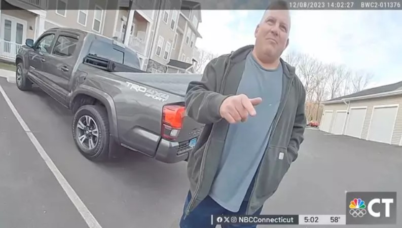 Police went to Ganter's home; bodycam footage showed him admitting his mistake. Image Credit: NBC Connecticut