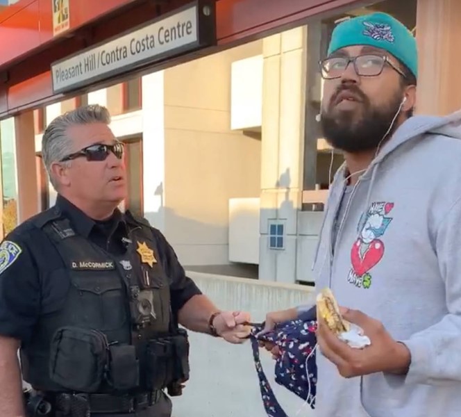 A video of a man arrested for 'illegally eating a sandwich' on a San Francisco platform went viral. Image Credit: ABC7 News Bay Area