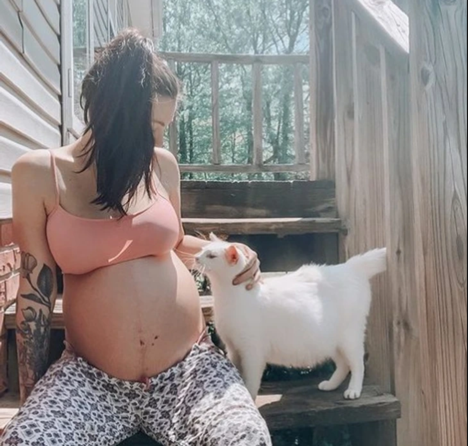 A pregnant woman who had rescued a stray cat discovered they were both expecting babies 4