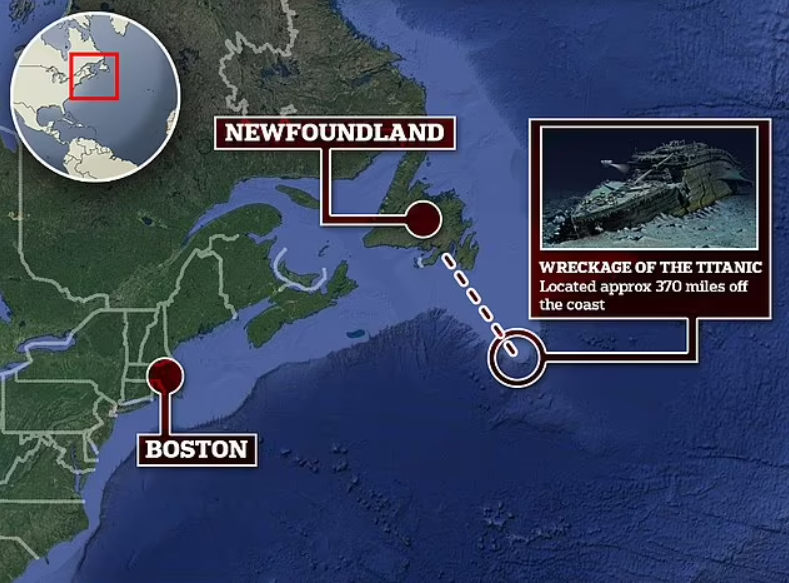 The wreckage of the iconic ship sits 12,500ft underwater around 370 miles from Newfoundland, Canada (Source: Daily Mail)