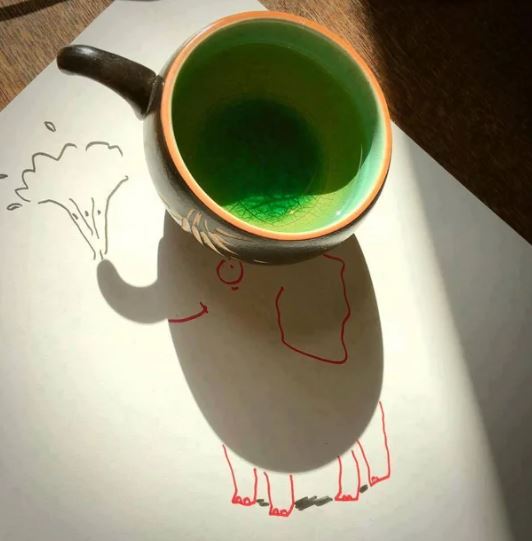 A set of creative drawings is drawn from shadows 3