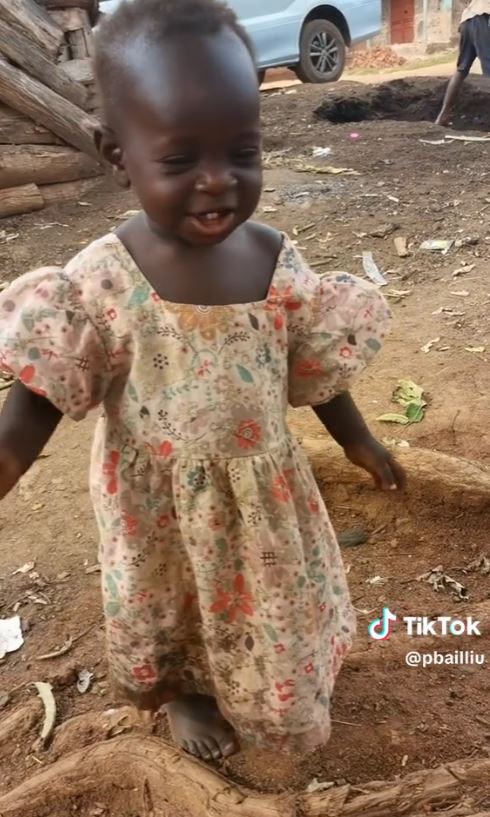 Charming baby girl's barefooted dance in open area goes viral on tikTok 3