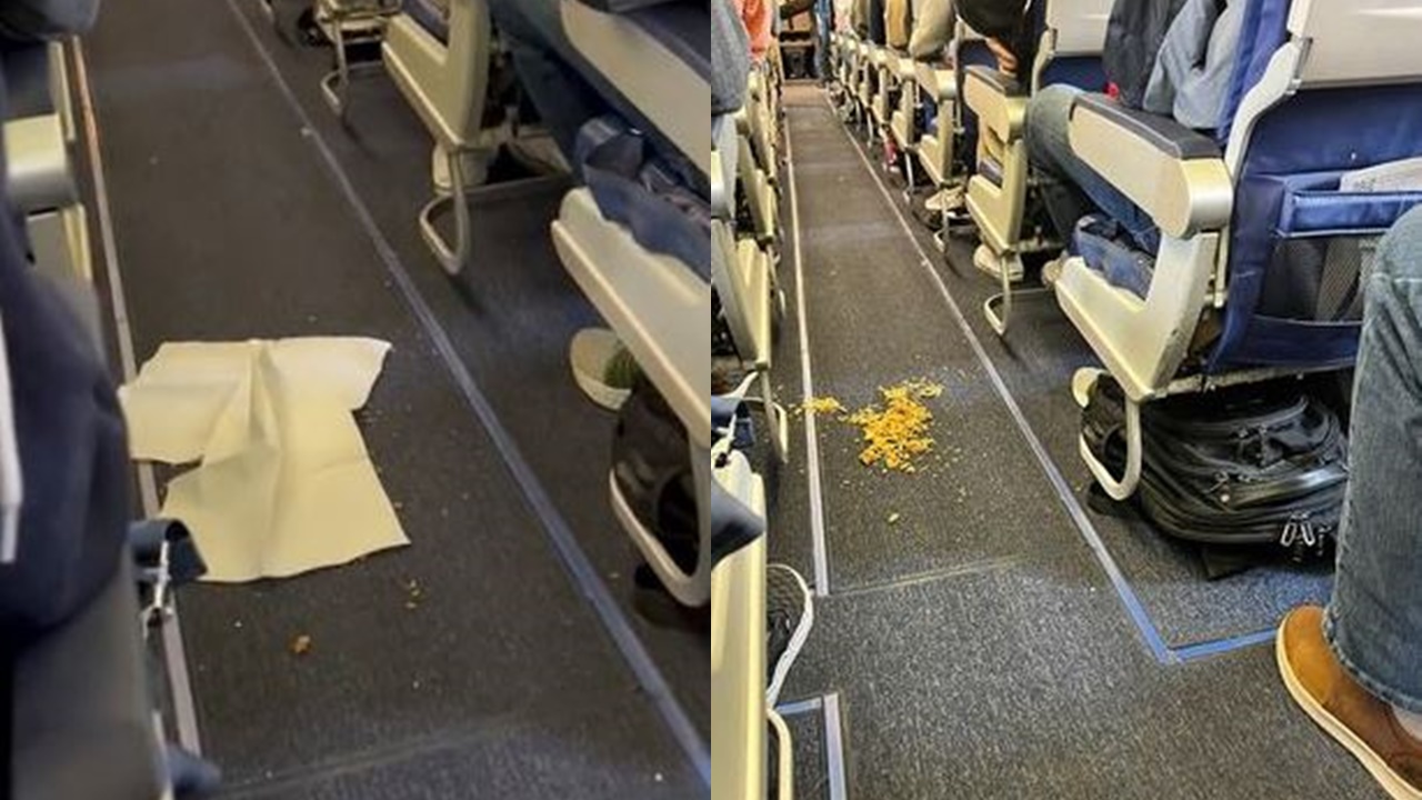 Flight attendant takes stand against messy passengers, refuses to take off until aisle is cleaned 4