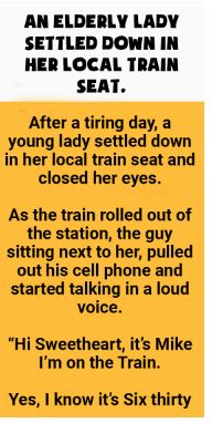 An elderly lady settled down in her local train seat 1