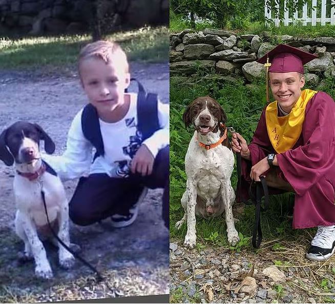 Graduating boy and beloved dog recreate heartwarming first day of school photo 3