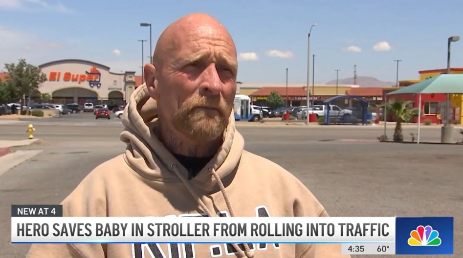 Homeless good samaritan saves baby in stroller from rolling onto highway 3