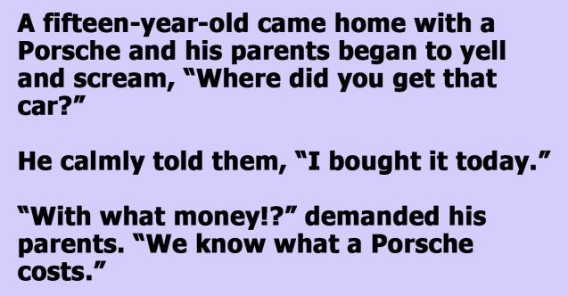 Parents concerned when their 15-year-old boy buys a porsche for $15 1
