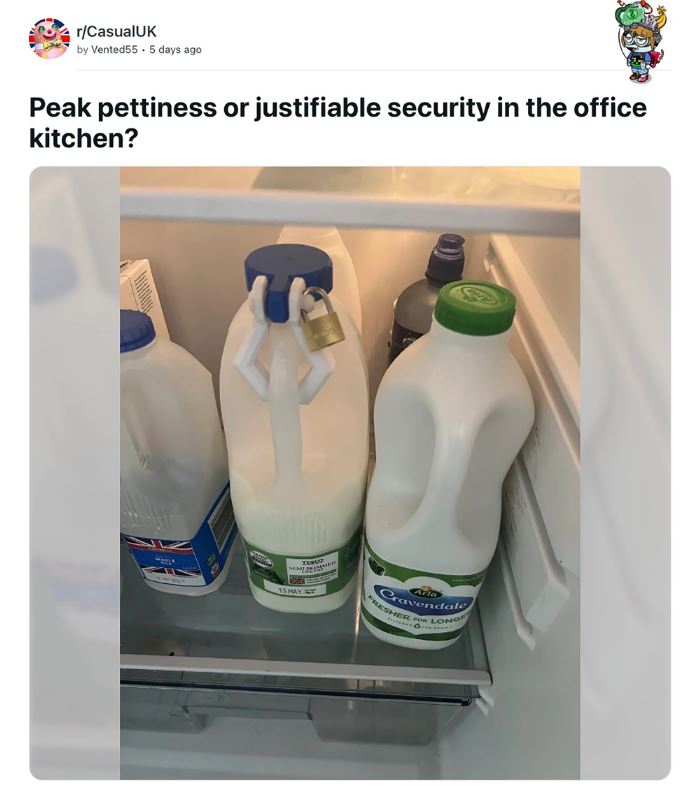 Milk lock controversy: Office worker's actions stir discussion on justifiability and petty behavior 2