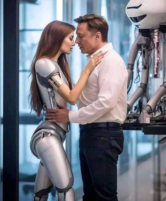 Internet baffled as Elon Musk kisses a robot 2