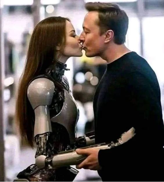Internet baffled as Elon Musk kisses a robot 3