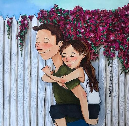 An artist draws sincere illustrations about her relationship, inspiring desire for true love 11