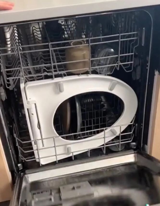 Man puts toilet seat in the dishwasher for 'easy clean' dirty plates 4