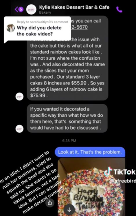 Woman expressed her disappointment over a $75 rainbow birthday cake, resulting in the baker criticizing her online 3