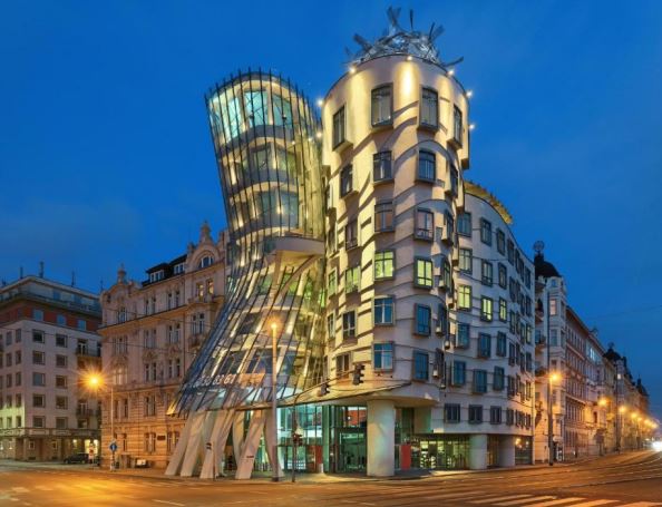 The Dancing House in Prague, Czech Republic.