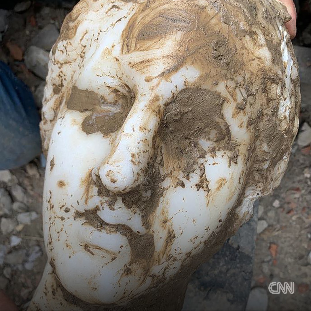 'Intact' marble head was unearthed during construction work in a Rome piazza 4