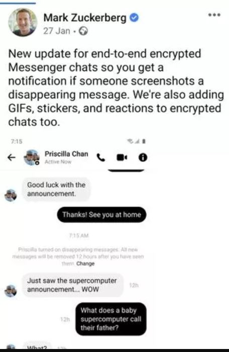 Mark Zuckerberg warns Facebook users about screenshots of their Facebook Messenger chats 2