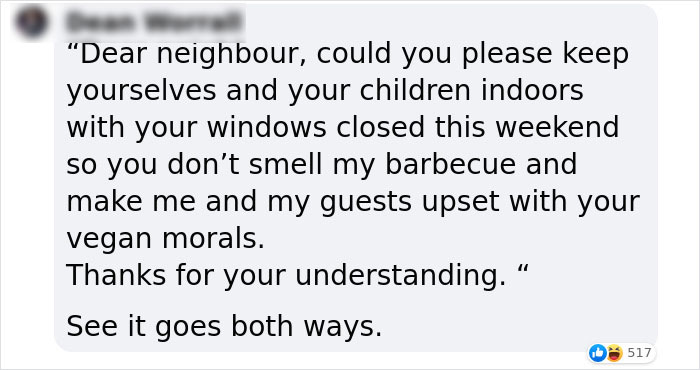 'Upset' vegan family sends letter to neighbor to close his windows when he cooks meat hit with backlash 8