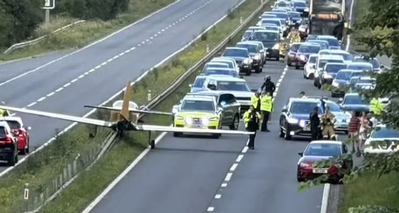 Plane makes emergency landing in the middle of busy dual carriageway, bringing traffic to a standstill 2