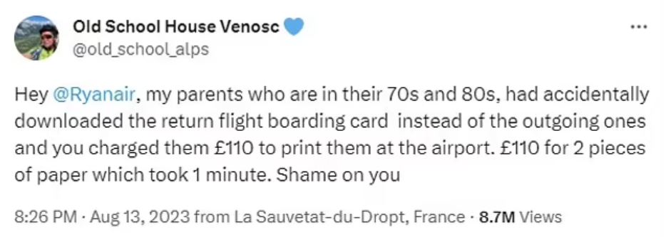 Airline slammed for charging elderly couple £110 to print boarding passes after downloading wrong ones 2