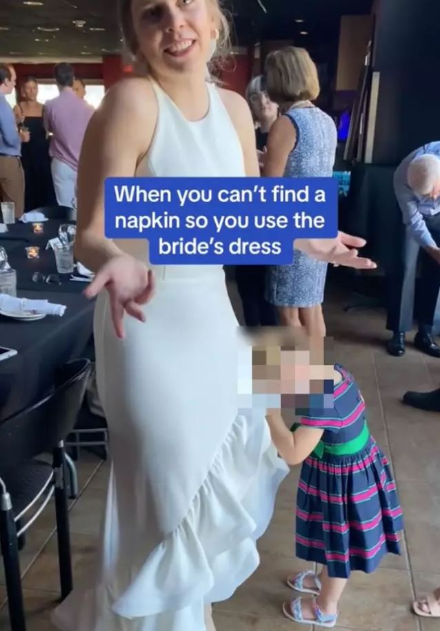 People spark controversy after calling for child-free weddings due to toddler wiping her face on bride’s dress 3