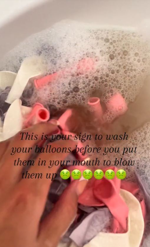 Woman shares video explaining why you should ALWAYS wash balloons before blowing them up 2