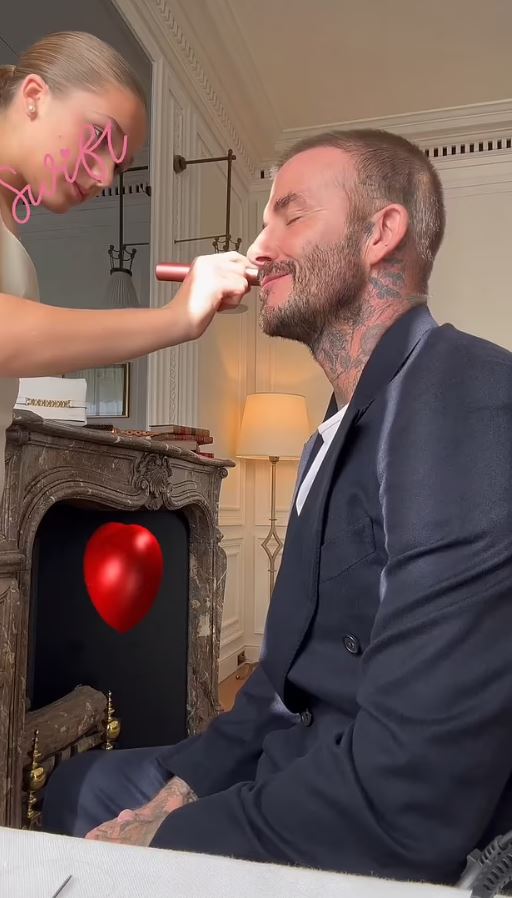 David Beckham slammed for kissing daughter Harper, 12, on the lips as she applies make-up before Victoria's PFW show 1