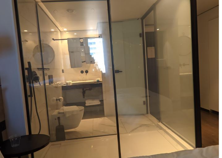 Why are the bathroom walls completely transparent? 1
