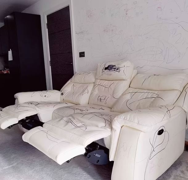 Dad mocked for selling DFS sofa on Facebook for £750 covered in his child's drawings 1