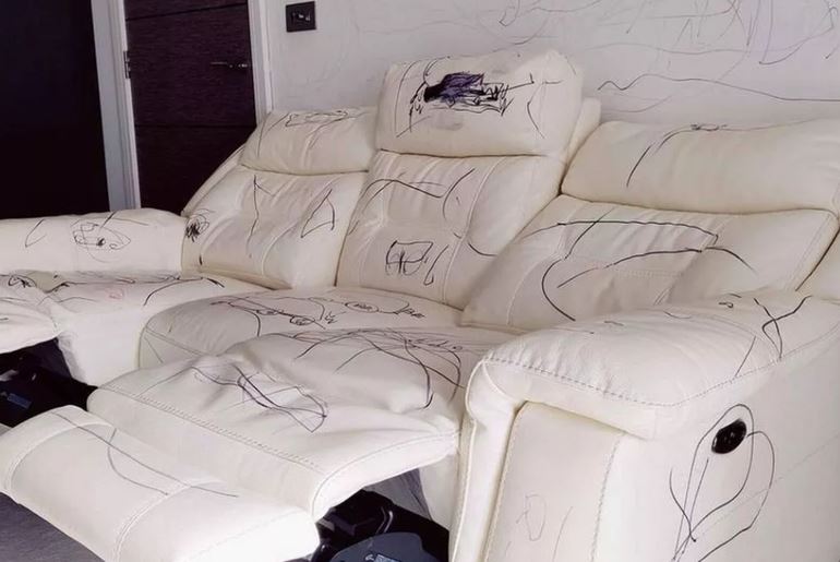 Dad mocked for selling DFS sofa on Facebook for £750 covered in his child's drawings 2