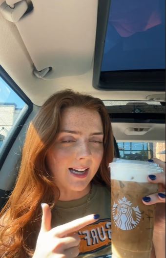 Celentano added that she is a Starbucks rewards member and uses the 25 stars she earned to get free cold foam. Image Credits: @sophiacelentano48/Tiktok