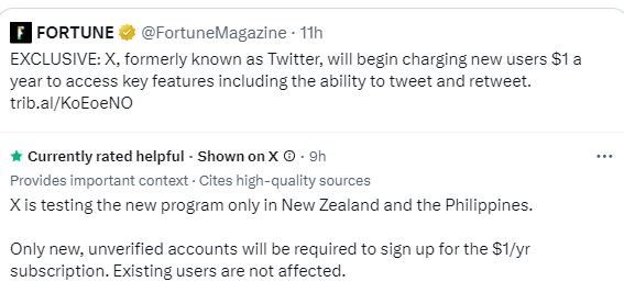X, formerly Twitter, rolls out $ 1 fee year to post 2
