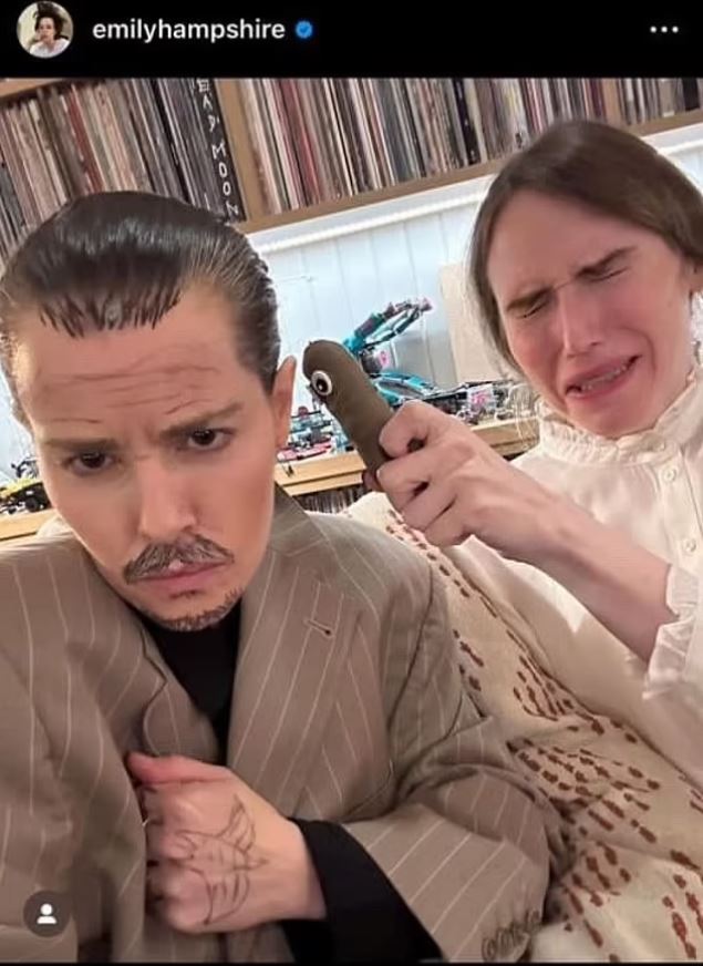 Emily Hampshire apologizes for dressing as warring exes Johnny Depp and Amber Heard in Halloween 1