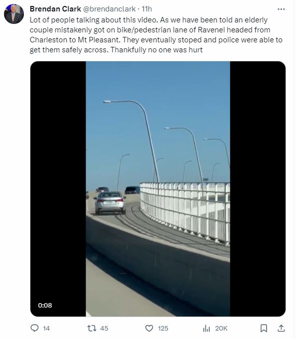 Driver cited after driving on Arthur Ravenel Jr. bridge pedestrian lane 5